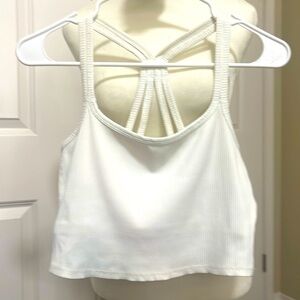 Carbon38 White Cropped Ribbed Cami Bra Size Medium